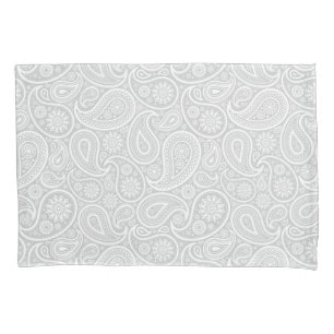 Elegant White And Light Gray Paisley Pattern Pillowcase