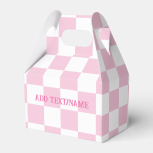 Elegant White and Pastel Pink Checkerboard Favor Boxes