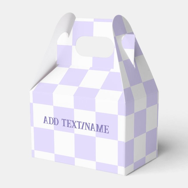 Elegant White and Pastel Purple Checkerboard  Favor Boxes (Back Side)