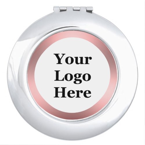 Elegant White and Pink Border Your Logo Here Compact Mirror