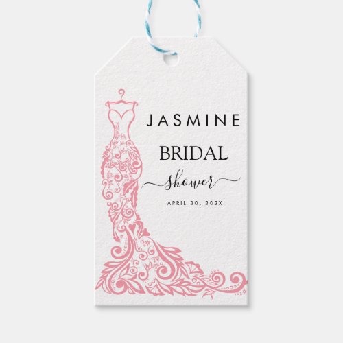 Elegant White and pink  Bridal Shower Welcome Gift Tags