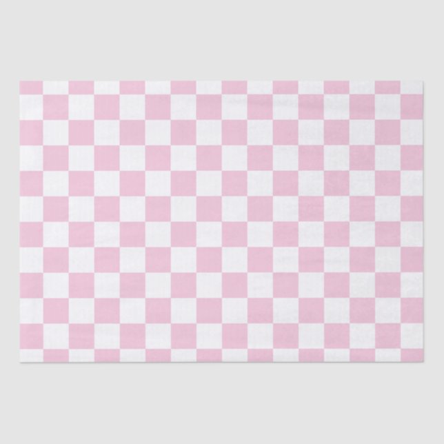 Elegant White and Pink Checkerboard  Tissue Paper (Front)
