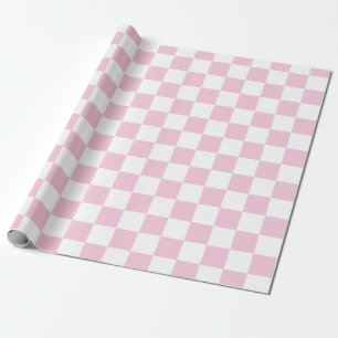 Elegant White and Pink Checkerboard Wrapping Paper