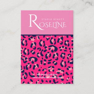 Elegant white and pink Leopard Print Display Card
