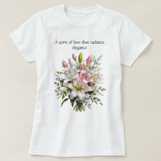 Elegant White and Pink Lily Bouquet Floral T-Shirt