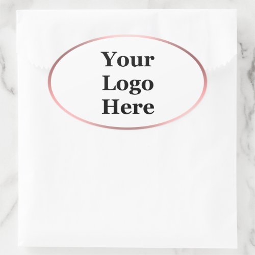 Elegant White and Pink Your Logo Here Template Oval Sticker