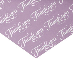 Elegant White And Plum Purple Thank You Pattern Tissue Paper
