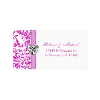 Elegant White And Purple Address Labels by weddingsNthings at Zazzle