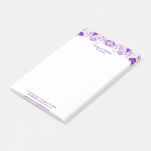 Elegant White And Purple Floral Lace Post-it Notes