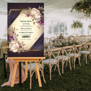 Elegant White and Purple Flowers drinks menu Foam Board