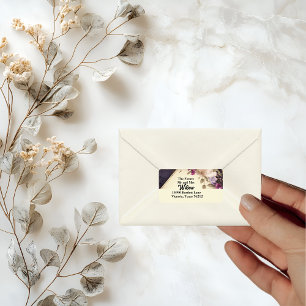 Elegant White and Purple Flowers Return Address Label