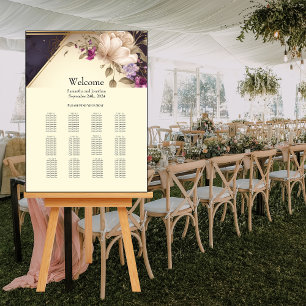 Elegant White and Purple Flowers Seating Chart Foam Board