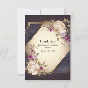 Elegant White and Purple Flowers Thank You Card