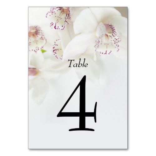 Elegant White and Purple Orchids  Wedding Table Number