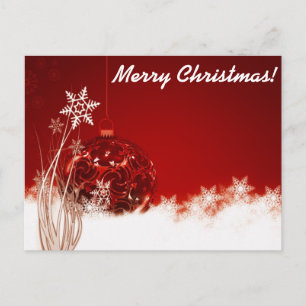 Elegant white and red Christmas Holiday Postcard