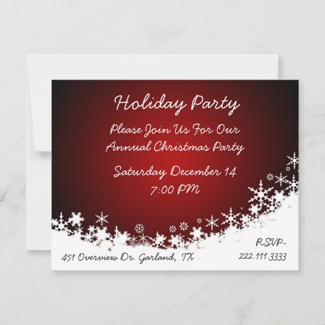 Elegant White and Red Christmas Party Invitation (Front)