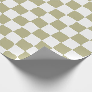 Elegant White and Sage Green Checkerboard Painting Wrapping Paper