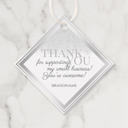 Elegant White and Silver Glam Packaging Thank You Favor Tags
