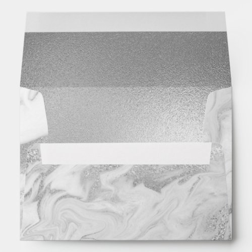 Elegant White and Silver Marble Envelope