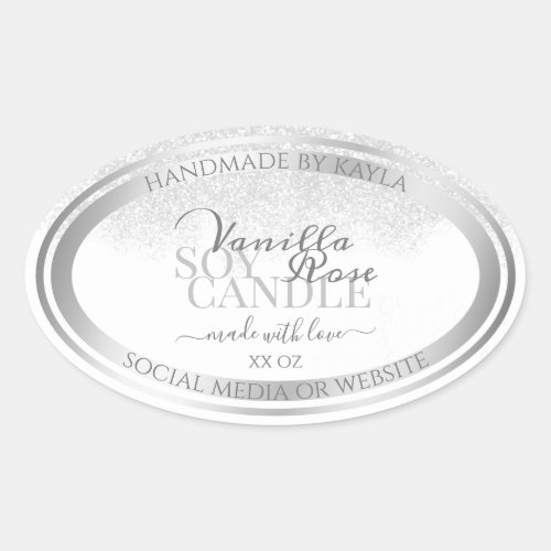 Elegant White and Silver Product Packaging Labels