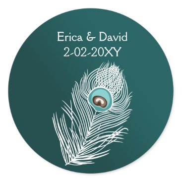 Elegant white and teal peacock seals
