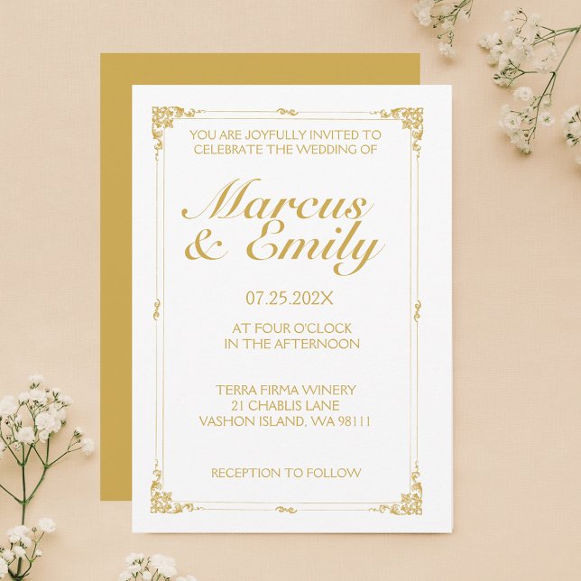 Elegant White & Antique Gold Frame Invitation (Creator Uploaded)