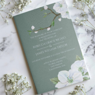 Elegant White Apple Blossom Wedding Invitation