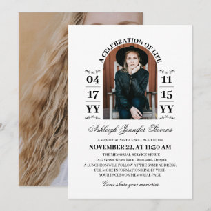 Elegant White Arch Photo A Celebration of Life Invitation