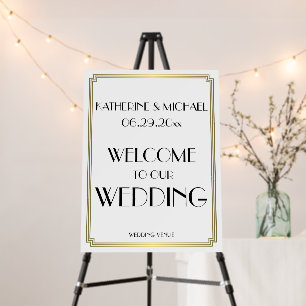 Elegant White Art Deco Wedding Reception Foam Board