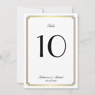 Elegant White Art Deco Wedding Table Number