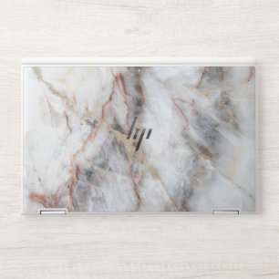 Elegant white & ash marble HP laptop skin