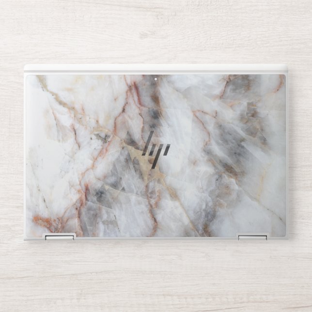 Elegant white & ash marble HP laptop skin (Front)