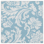 Elegant White &amp; Baby Blue Floral Damasks Fabric