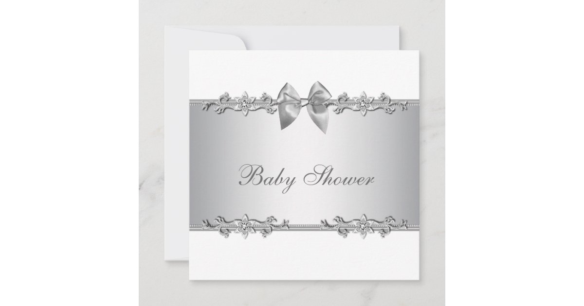 Elegant White Baby Shower Invitations | Zazzle