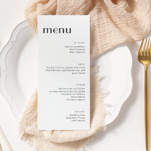 Elegant White Background Art Deco Tall Dinner Menu