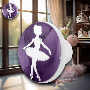 Elegant White Ballerina Silhouette Ceramic Knob