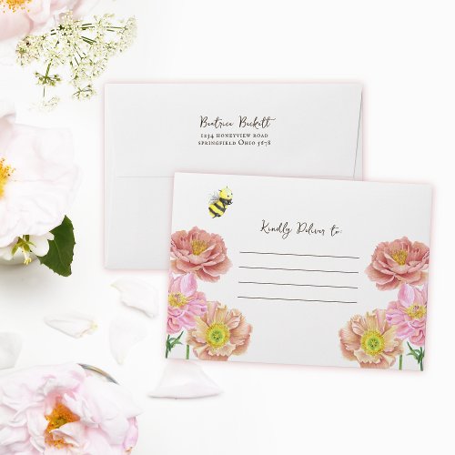Elegant White Bee and Wildflower Baby Shower Envelope