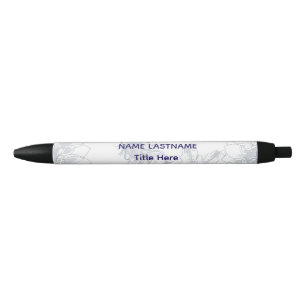 Elegant white BG & Blue flower custom Pen