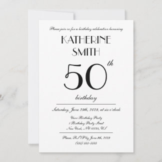Elegant White Birthday Party Invitations