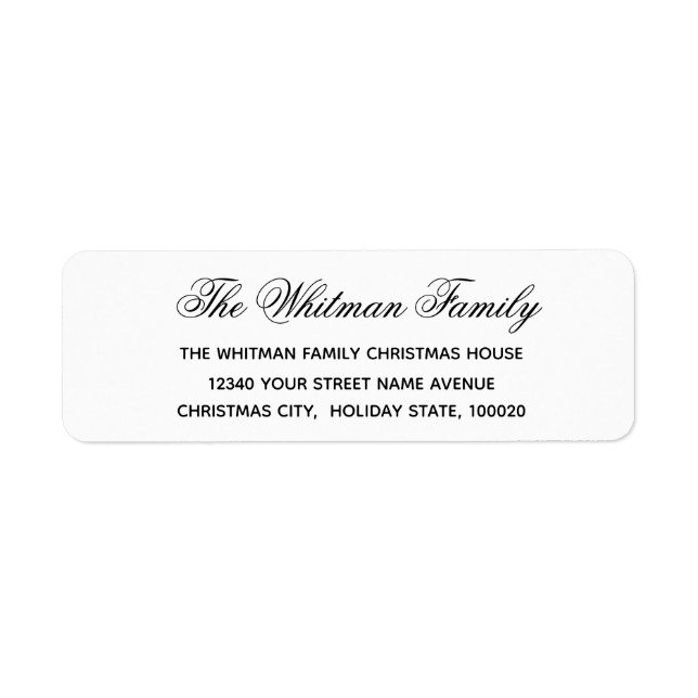 Elegant White Black Address Label (Front)