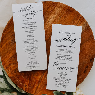 Elegant White & Black Calligraphy Wedding Program