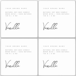 Elegant white black candle product label