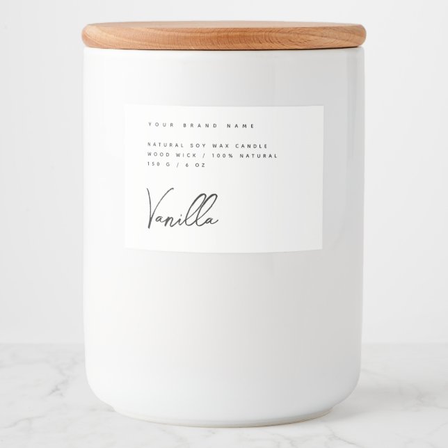 Elegant white black candle product label (Front)