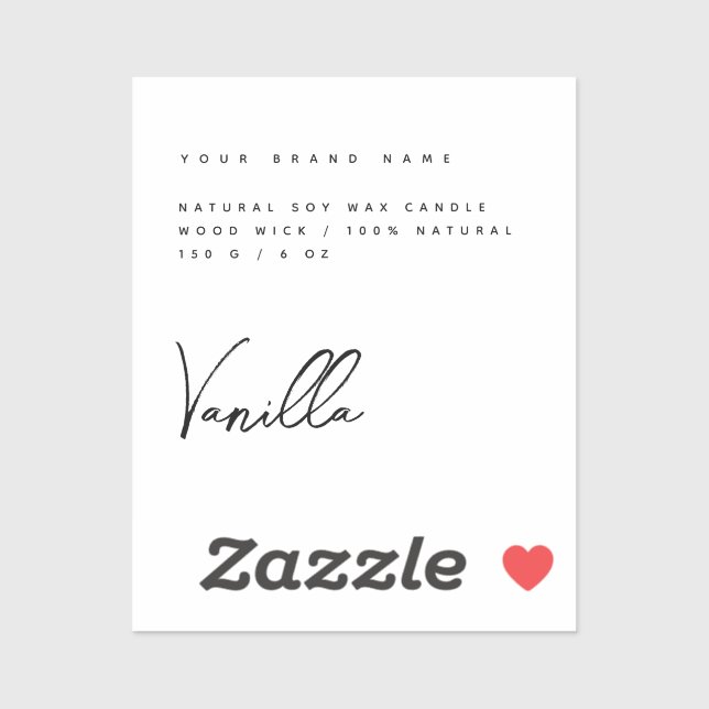 Elegant white black candle product label (Sheet)