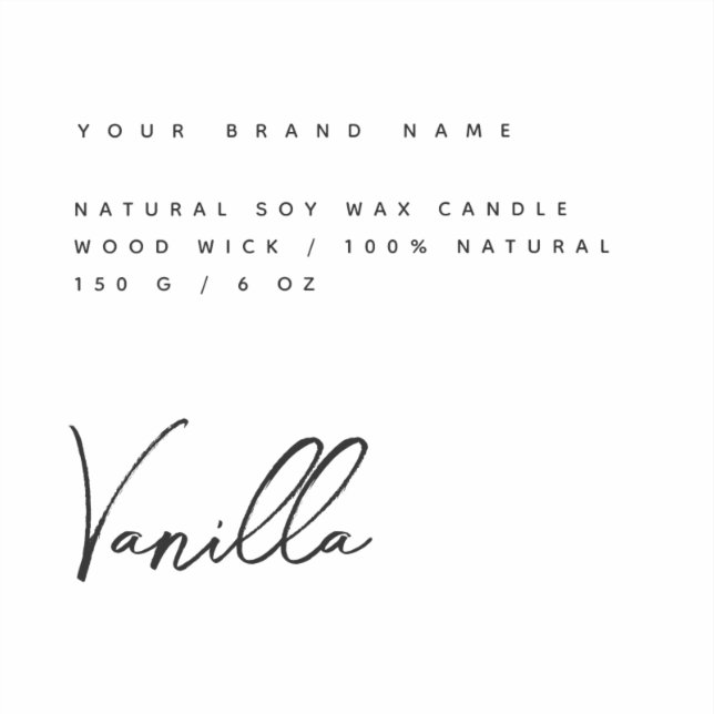 Elegant white black candle product label (Front)