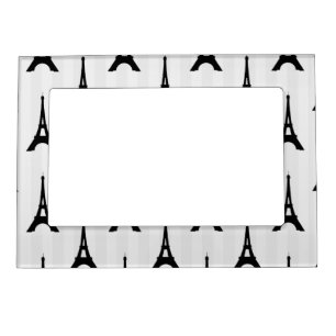 Elegant White Black Eiffel Tower France Vertical Magnetic Frame