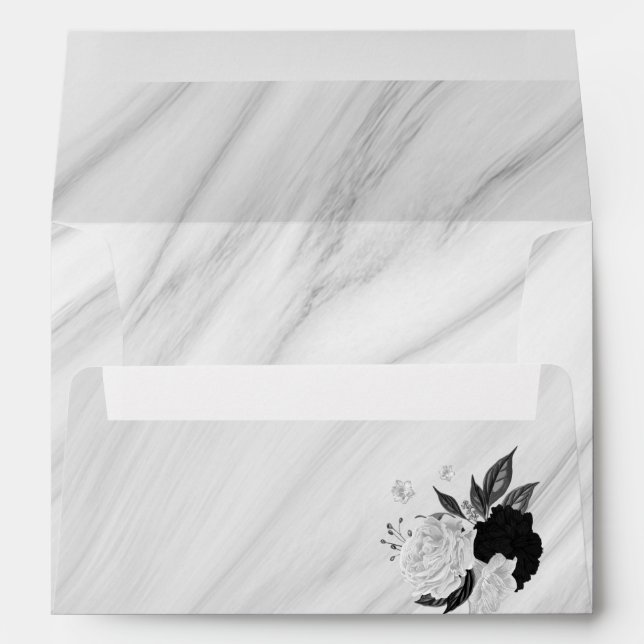elegant white & black floral marble envelope (Back (Bottom))