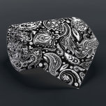 Elegant White & Black Floral Paisley Pattern Tie<br><div class="desc">Elegant white vintage floral damasks pattern over black changeable background color. Adjustable size of the print and background color. If you need any help customizing any of my designs,  contact ArtOnWear designer. Free text formatting with live help available by request.</div>