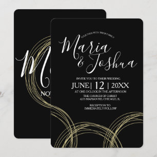 Elegant White Black Foil Ring Wedding Suite Invitation