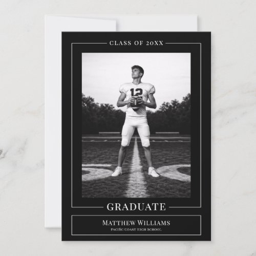 Elegant White & Black Graduate Announcement